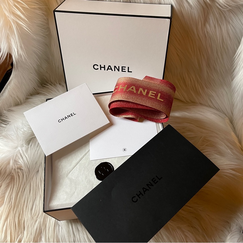 Chanel Gift Box with Padding Tissue Paper Ribbon and Blank Gift Card  Classic